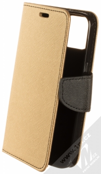 1Mcz Fancy Book flipové pouzdro pro Apple iPhone 13 zlatá černá (gold black)