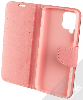 1Mcz Fancy Book flipové pouzdro pro Samsung Galaxy A22 černá růžová (black pink) otevřené