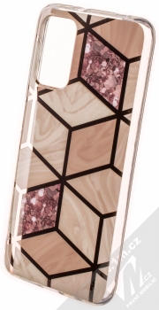 1Mcz Geometric Marble Cover ochranný kryt pro Xiaomi Poco M3, Redmi 9T růžově zlatá (rose gold)