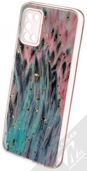 1Mcz Gold Glam Páv Skinny TPU ochranný kryt pro Samsung Galaxy A03s růžová mátově zelená (pink mint green)