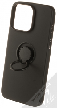 1Mcz Grip Ring ochranný kryt s držákem na prst pro Apple iPhone 15 Pro Max černá (black) držák