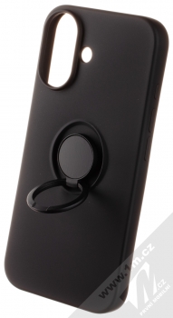 1Mcz Grip Ring ochranný kryt s držákem na prst pro Apple iPhone 16 černá (black) držák