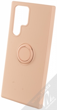 1Mcz Grip Ring ochranný kryt s držákem na prst pro Samsung Galaxy S22 Ultra 5G světle růžová (powder pink)