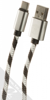 1Mcz Hat Prince Braided opletený USB kabel s USB Type-C konektorem bílá černá (white black)