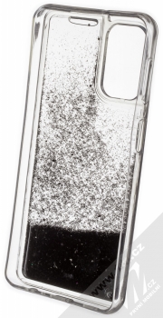 1Mcz Liquid Hexagon Sparkle ochranný kryt s přesýpacím efektem třpytek pro Samsung Galaxy A32 5G černá (black) zepředu