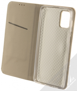 1Mcz Magnet Book flipové pouzdro pro Samsung Galaxy M51 zlatá (gold) otevřené