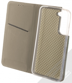 1Mcz Magnetic Book flipové pouzdro pro Samsung Galaxy S22 tmavě zelená (dark green) otevřené