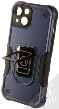 1Mcz Panzer Ring odolný ochranný kryt s držákem na prst pro Apple iPhone 14 tmavě modrá (dark blue) držák