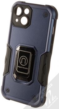 1Mcz Panzer Ring odolný ochranný kryt s držákem na prst pro Apple iPhone 14 tmavě modrá (dark blue)