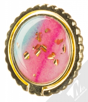 1Mcz Ring Emblém Mramor držák na prst růžová tyrkysová (pink turquoise)