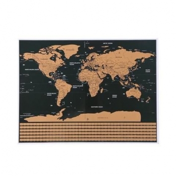1Mcz Stírací mapa světa s vlajkami 82 x 59 cm černá (black)
