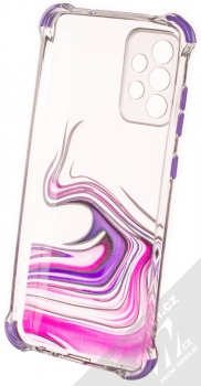 1Mcz Trendy Vodomalba Anti-Shock Skinny TPU ochranný kryt pro Samsung Galaxy A72, Galaxy A72 5G průhledná růžová fialová (transparent pink violet) zepředu