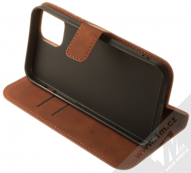 1Mcz Velvet Book flipové pouzdro pro Apple iPhone 15 Plus hnědá (brown) stojánek