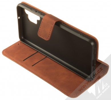 1Mcz Velvet Book flipové pouzdro pro Samsung Galaxy A32 hnědá (brown) stojánek