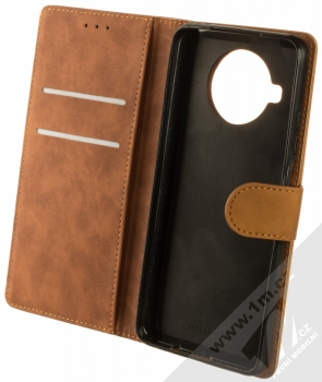 1Mcz Velvety Marten Book flipové pouzdro pro Xiaomi Mi 10T Lite 5G okrově hnědá (ochre brown) otevřené