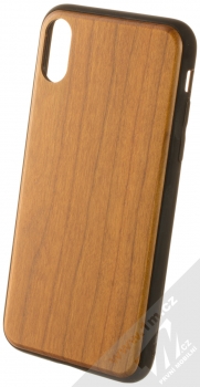 1Mcz WoodPlate TPU ochranný kryt pro Apple iPhone X, iPhone XS teakově hnědá (teak brown)