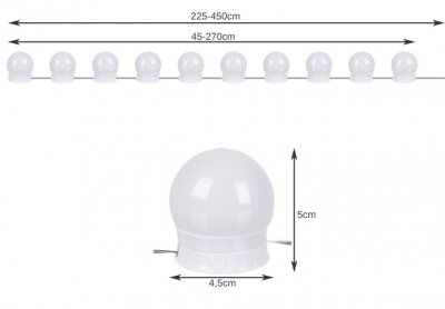 1Mcz MY-50B Sada světel k zrcadlu 10 ks bílá (white)