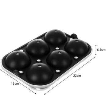 1Mcz Ice Ball silikonová forma na led ve tvaru a velikosti zmrzlinového kopečku 6x černá (black)