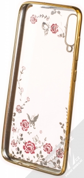 Forcell Diamond Flower TPU ochranný kryt pro Samsung Galaxy A70 zlatá (gold) zepředu