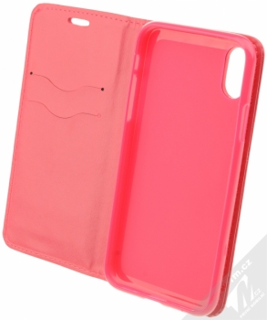 Forcell Magnet Book flipové pouzdro pro Apple iPhone X sytě růžová (hot pink) otevřené