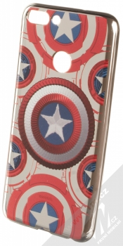 Marvel Kapitán Amerika 014 TPU pokovený ochranný silikonový kryt s motivem pro Huawei P Smart červená stříbrná (red silver)