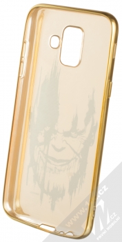 Marvel Thanos 004 TPU pokovený ochranný silikonový kryt s motivem pro Samsung Galaxy A6 (2018) zlatá (gold) zepředu