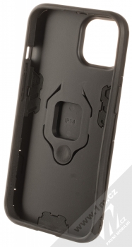 1Mcz Armor Ring odolný ochranný kryt s držákem na prst pro Apple iPhone 14 černá (black) zepředu