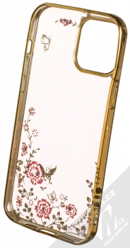 1Mcz Diamond Flower TPU ochranný kryt pro Apple iPhone 13 Pro Max zlatá (gold) zepředu