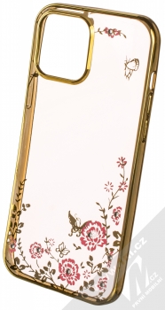 1Mcz Diamond Flower TPU ochranný kryt pro Apple iPhone 13 Pro Max zlatá (gold)