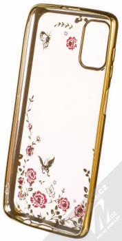 1Mcz Diamond Flower TPU ochranný kryt pro Samsung Galaxy M51 zlatá (gold) zepředu