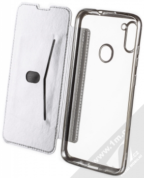 1Mcz Electro Book flipové pouzdro pro Samsung Galaxy M11 stříbrná (silver) otevřené