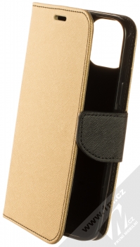 1Mcz Fancy Book flipové pouzdro pro Apple iPhone 14 Plus zlatá černá (gold black)