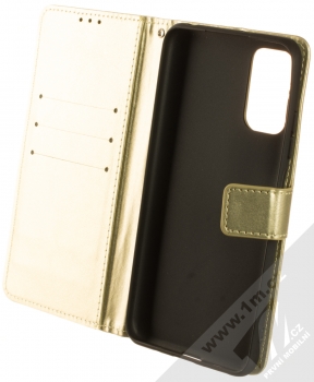 1Mcz Horizon-3H Strap Book flipové pouzdro pro Xiaomi Redmi Note 10 5G, Poco M3 Pro zlatá (gold) otevřené