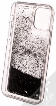 1Mcz Liquid Hexagon Sparkle ochranný kryt s přesýpacím efektem třpytek pro Apple iPhone 12, iPhone 12 Pro černá (black) zepředu