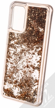 1Mcz Liquid Hexagon Sparkle ochranný kryt s přesýpacím efektem třpytek pro Samsung Galaxy A32 5G zlatá (gold) zezadu