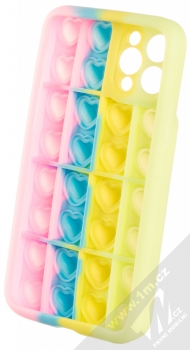 1Mcz Pop It Srdíčka antistresový ochranný kryt pro Apple iPhone 11 Pro zelená žlutá modrá růžová (green yellow blue pink) zepředu