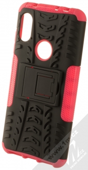 1Mcz Tread Stand odolný ochranný kryt se stojánkem pro Xiaomi Redmi Note 6 Pro sytě růžová černá (hot pink black)