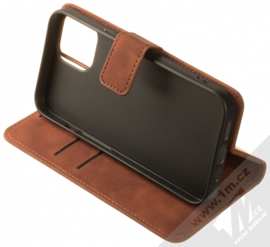 1Mcz Velvet Book flipové pouzdro pro Apple iPhone 14 hnědá (brown) stojánek