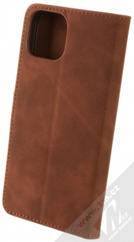 1Mcz Velvet Book flipové pouzdro pro Apple iPhone 14 hnědá (brown) zezadu