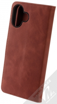 1Mcz Velvet Book flipové pouzdro pro Apple iPhone 16 Plus hnědá (brown) zezadu