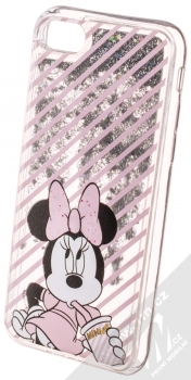 Disney Sand Minnie Mouse 017 ochranný kryt s přesýpacím efektem třpytek s motivem pro Apple iPhone 7, iPhone 8 průhledná stříbrná (transparent silver) animace 1