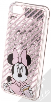 Disney Sand Minnie Mouse 017 ochranný kryt s přesýpacím efektem třpytek s motivem pro Apple iPhone 7, iPhone 8 průhledná stříbrná (transparent silver) animace 2