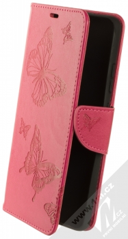 1Mcz Bridges Roj motýlů 1 Book flipové pouzdro pro Nokia 2.4 sytě růžová (hot pink)