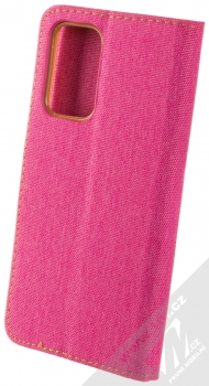 1Mcz Canvas Book flipové pouzdro pro Samsung Galaxy A23, Galaxy A23 5G sytě růžová hnědá (hot pink camel) zezadu