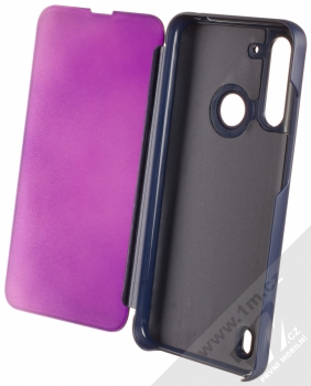 1Mcz Clear View flipové pouzdro pro Moto G8 Power Lite fialová (purple) otevřené