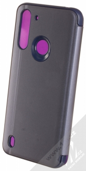 1Mcz Clear View flipové pouzdro pro Moto G8 Power Lite fialová (purple) zezadu