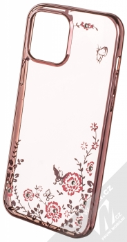 1Mcz Diamond Flower TPU ochranný kryt pro Apple iPhone 13 Pro Max růžově zlatá (rose gold)