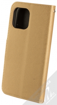 1Mcz Fancy Book flipové pouzdro pro Apple iPhone 12 Pro Max zlatá černá (gold black) zezadu