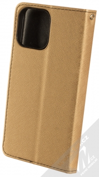 1Mcz Fancy Book flipové pouzdro pro Apple iPhone 13 Pro Max zlatá černá (gold black) zezadu