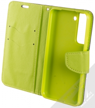 1Mcz Fancy Book flipové pouzdro pro Samsung Galaxy S22 5G modrá limetkově zelená (blue lime) otevřené